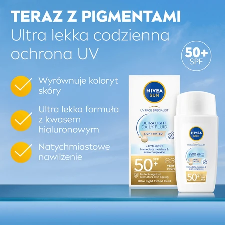 Nivea Сонцезахисний денний флюїд для обличчя ультралегкий, з легким відтінком, SPF 50+, 40 мл: ціни та характеристики