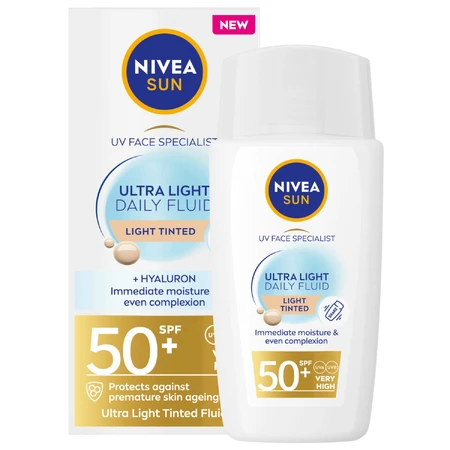 Nivea Сонцезахисний денний флюїд для обличчя ультралегкий, з легким відтінком, SPF 50+, 40 мл: ціни та характеристики