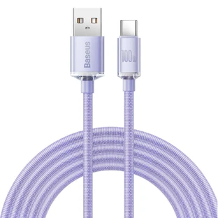 Baseus Crystal Shine Series USB кабель для быстрой зарядки и передачи данных USB Type A - USB Type C 100W 2м фиолетовый (CAJY000505)