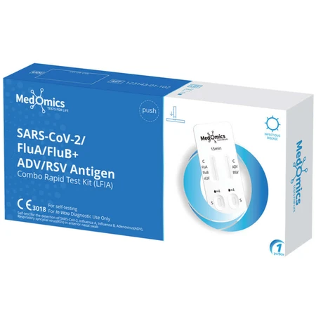 Комбо тест 5 в 1 Sars-Cov-2/Flu A/B/RSV/ADV, диагностический тест на 5 вирусов, 1 штука: цены и характеристики