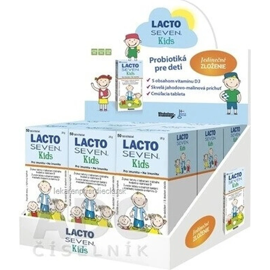 Vitabalans LACTOSEVEN Kids DISPLEJ 9×50 tbl, дієтична добавка для дітей: ціни та характеристики