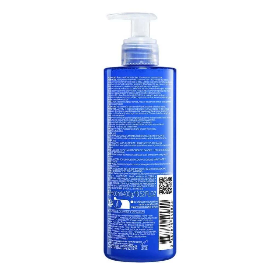 La Roche-Posay Toleriane Очищувальний і заспокійливий подвійний гель для вмивання 400 мл: ціни та характеристики