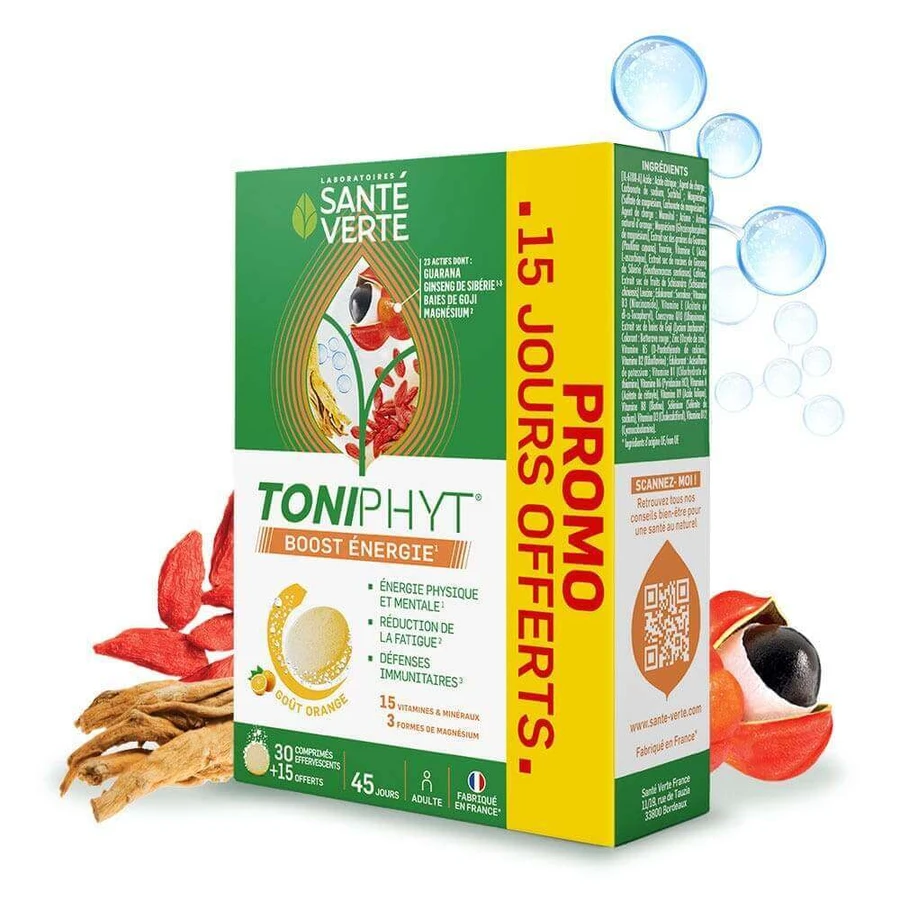 Sante Verte Toniphyt Boost Taste Orange 30+15 шипучих таблеток: цены и характеристики