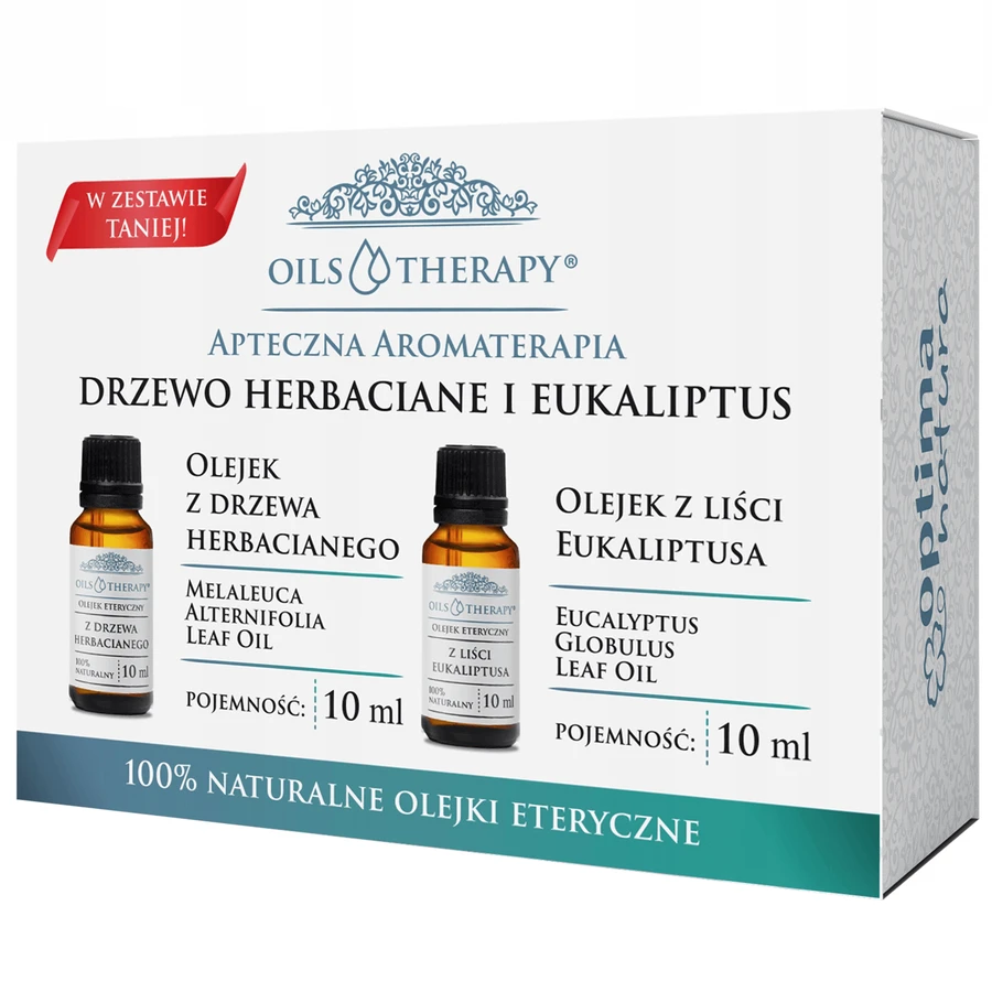 Набір для аптечної ароматерапії Optima Natura Oils Therapy, чайне дерево, 10 мл + евкаліпт, 10 мл: ціни та характеристики