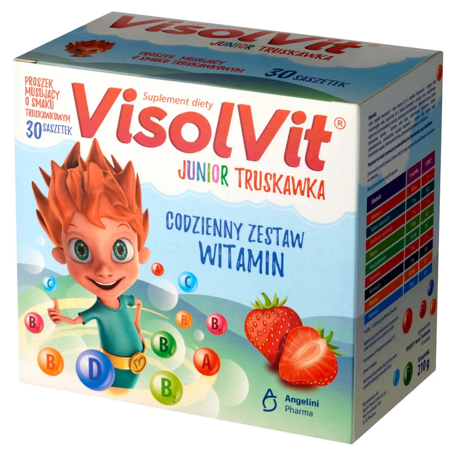 Visolvit Junior Pachet cu căpșuni, pentru copii peste 3 ani, 2 x 30 plicuri: цены и характеристики