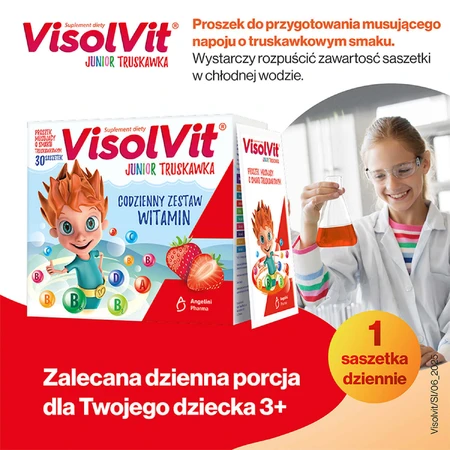 Visolvit Junior Pachet cu căpșuni, pentru copii peste 3 ani, 2 x 30 plicuri: цены и характеристики