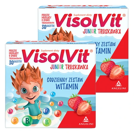 Visolvit Junior Pachet cu căpșuni, pentru copii peste 3 ani, 2 x 30 plicuri: цены и характеристики