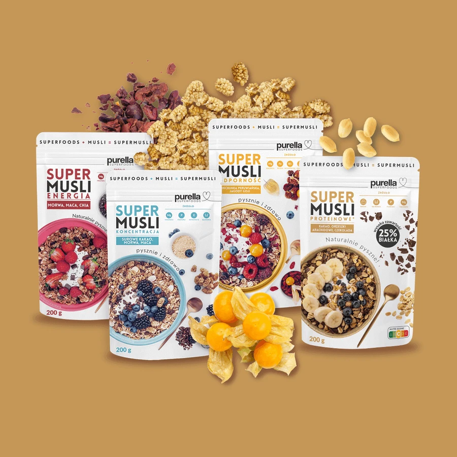 Purella Superfoods Супер протеїнові мюслі, 200 г: ціни та характеристики