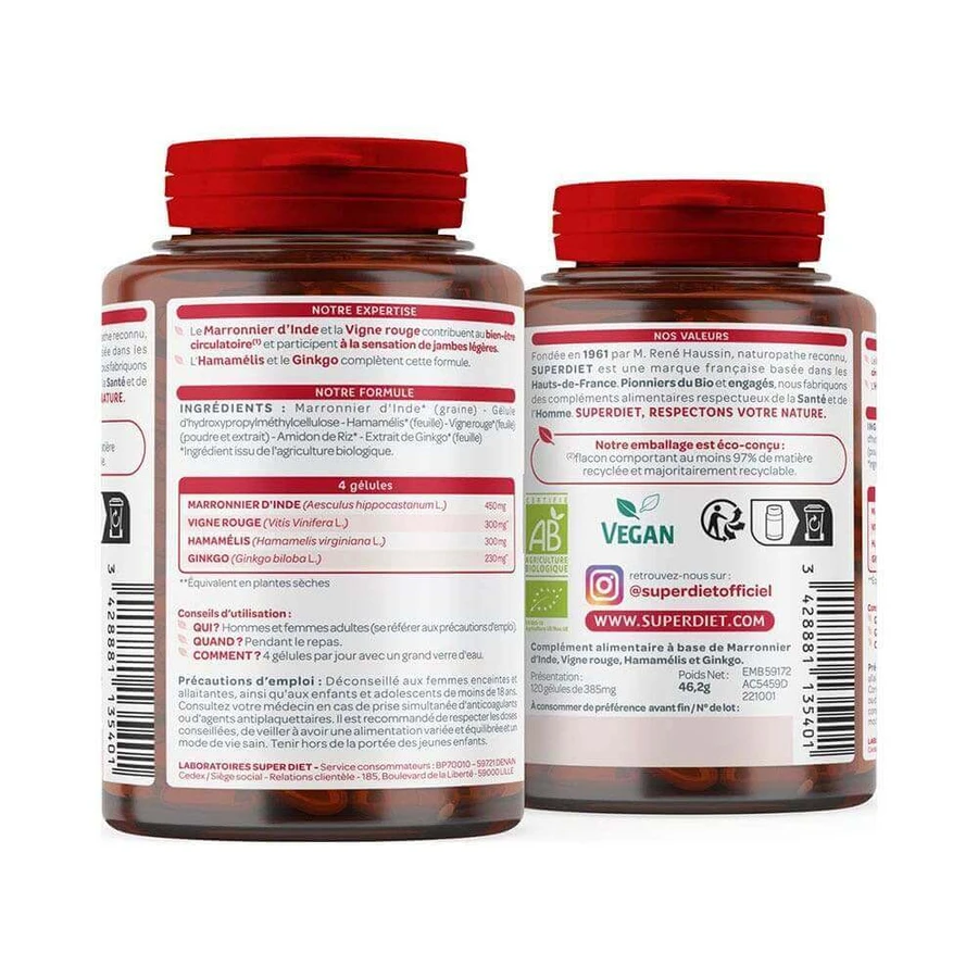 Superdiet Quatuor Circulation Red Vine 120 Capsules 120 Gélules: цены и характеристики