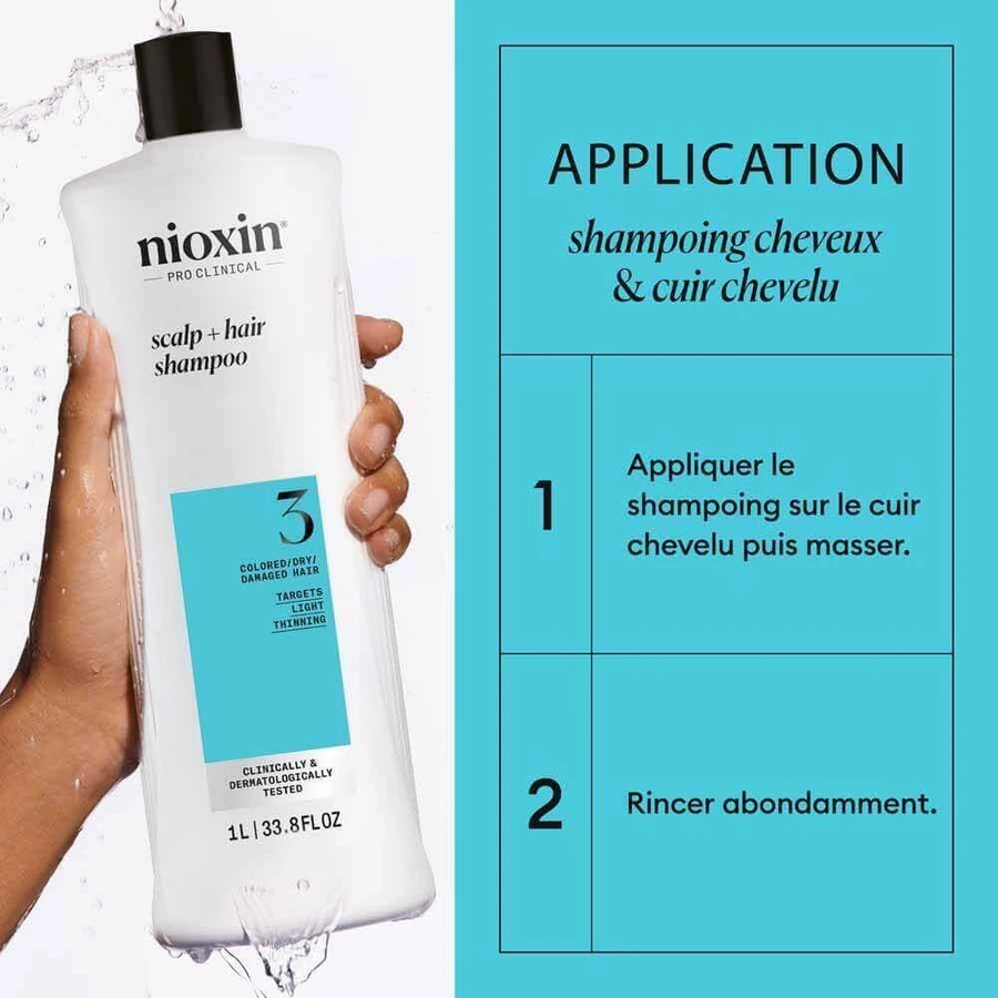 Nioxin System 3 Шампунь для окрашенных/сухих/поврежденных волос и умеренного выпадения 1 л: цены и характеристики
