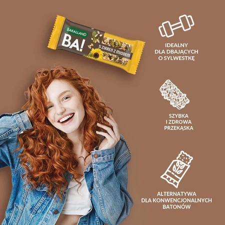 Bakalland BA! Злаковий батончик, 5 зерен з медом, 40 г: ціни та характеристики