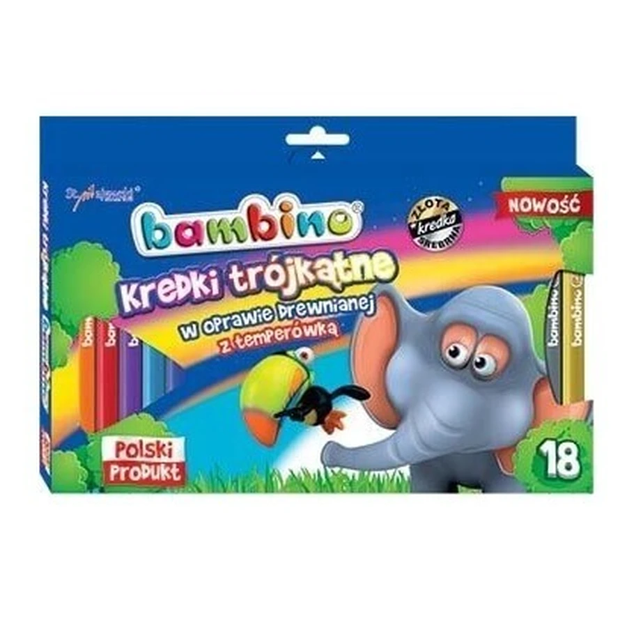 Bambino, Треугольные мелки, 18 цветов + точилка: цены и характеристики