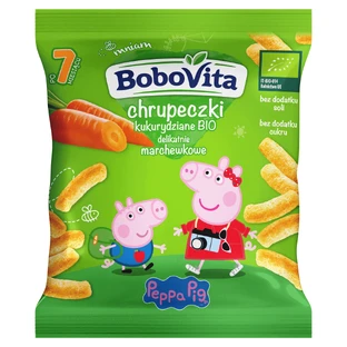 BoboVita Свинка Пеппа Кукурудзяні чіпси Біо, морська капуста, дуппе 7 лун, 5 х 20 г + цукерки де джок де меморі, 24 грн.