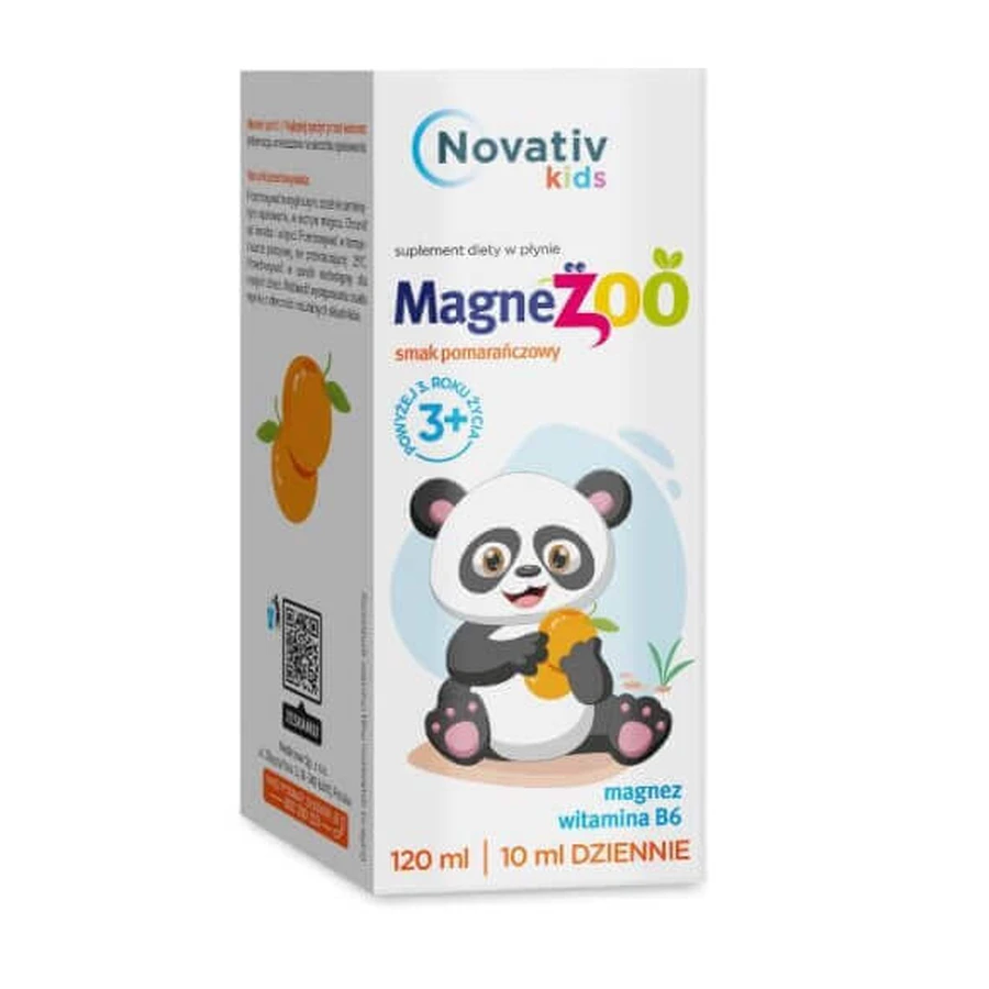 Novativ Kids MagneZoo Магній і вітамін B6 зі смаком апельсина, 120 мл: ціни та характеристики