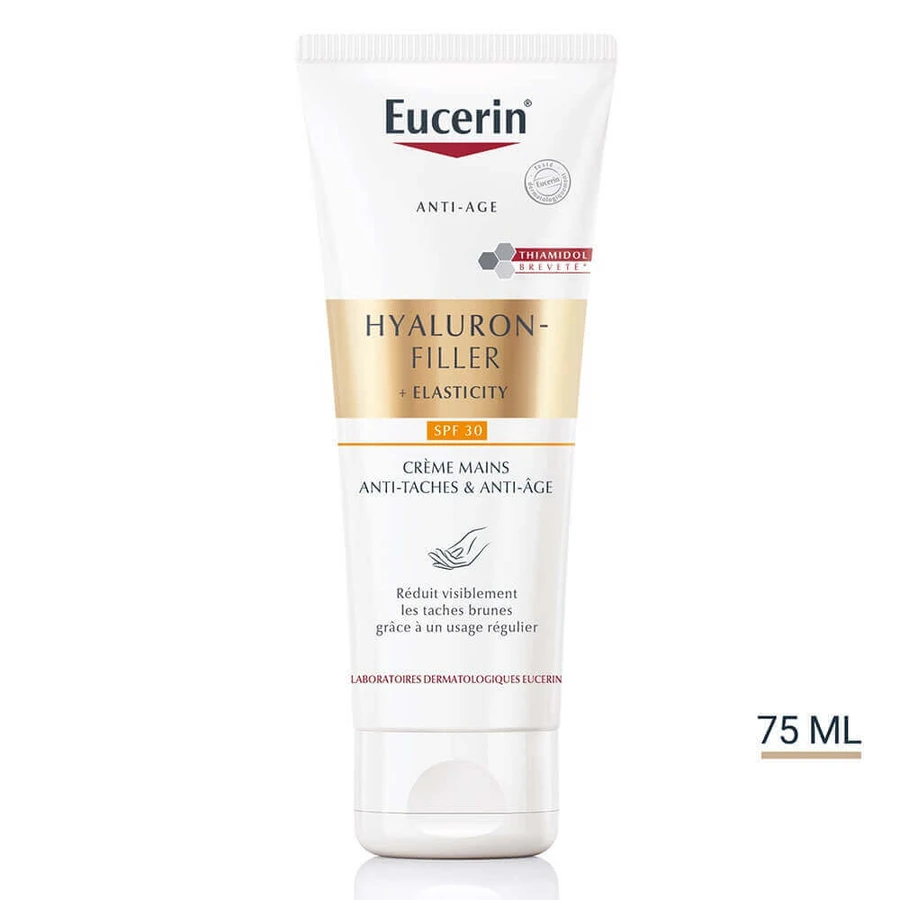Eucerin Гіалуроновий наповнювач + Еластичність проти пігментних плям та антивіковий крем для рук SPF30 75 мл: ціни та характеристики