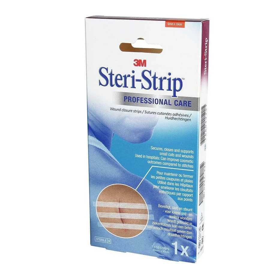 3M Steri-Strip Стерильна адгезивна хірургічна нитка для шкіри 6 мм x 10 см 1х10 смужок: ціни та характеристики