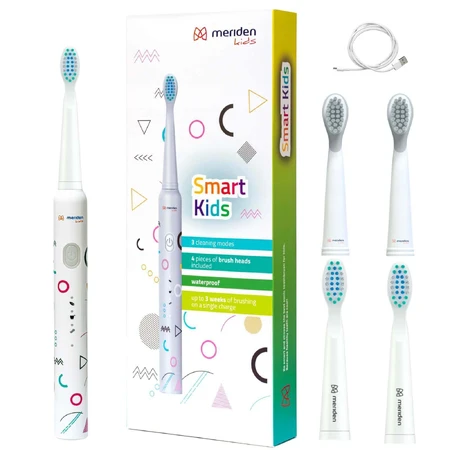 Meriden Smart Kids, звукова зубна щітка для дітей, біла, від 5 років, 1 штука + змінні насадки, 4 штуки: ціни та характеристики