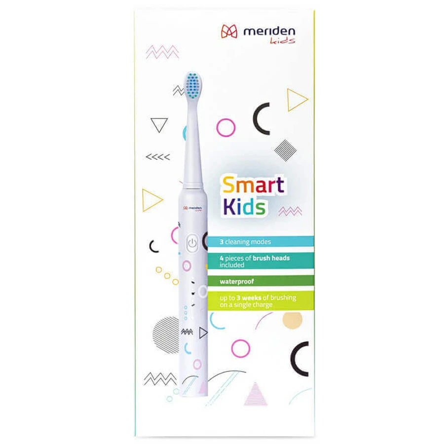 Meriden Smart Kids, звукова зубна щітка для дітей, біла, від 5 років, 1 штука + змінні насадки, 4 штуки: ціни та характеристики