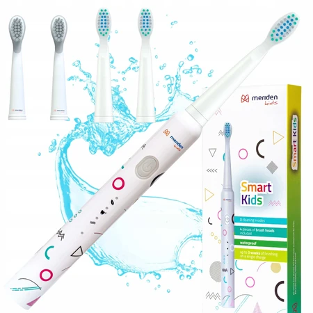 Meriden Smart Kids, звукова зубна щітка для дітей, біла, від 5 років, 1 штука + змінні насадки, 4 штуки: ціни та характеристики