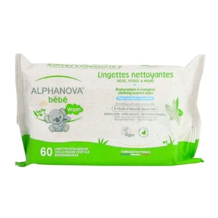 Alphanova Bébé Очищуючі серветки для сидіння, обличчя та рук x60