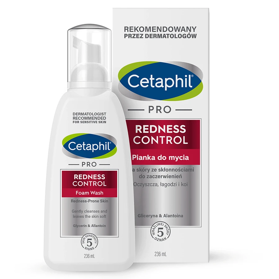 Cetaphil Pro Redness Control, spumă de curățare facială, piele sensibilă, 236 мл + cremă hidratantă facială cu acid hyaluronic, cremă de noapte, 48 ml gratuit: цены и характеристики