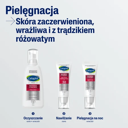 Cetaphil Pro Redness Control, spumă de curățare facială, piele sensibilă, 236 мл + cremă hidratantă facială cu acid hyaluronic, cremă de noapte, 48 ml gratuit: цены и характеристики