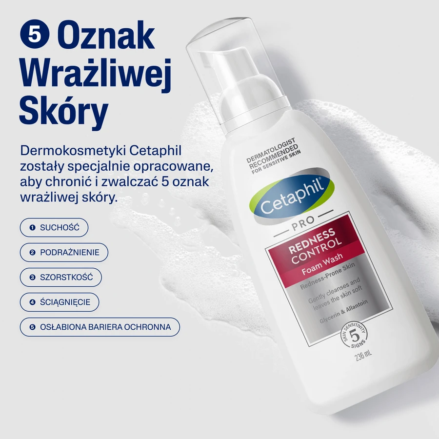Cetaphil Pro Redness Control, spumă de curățare facială, piele sensibilă, 236 мл + cremă hidratantă facială cu acid hyaluronic, cremă de noapte, 48 ml gratuit: цены и характеристики