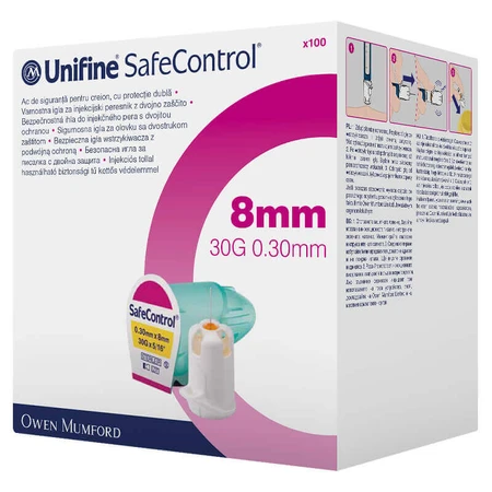 Unifine SafeControl, голки для ручок, 30G, 8 мм, 100 штук: ціни та характеристики