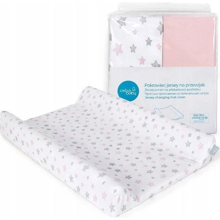 CEBA Чехол для пеленального коврика Candy Pink+Pink Stars 1×2 шт, размер 50x70-80 см: цены и характеристики