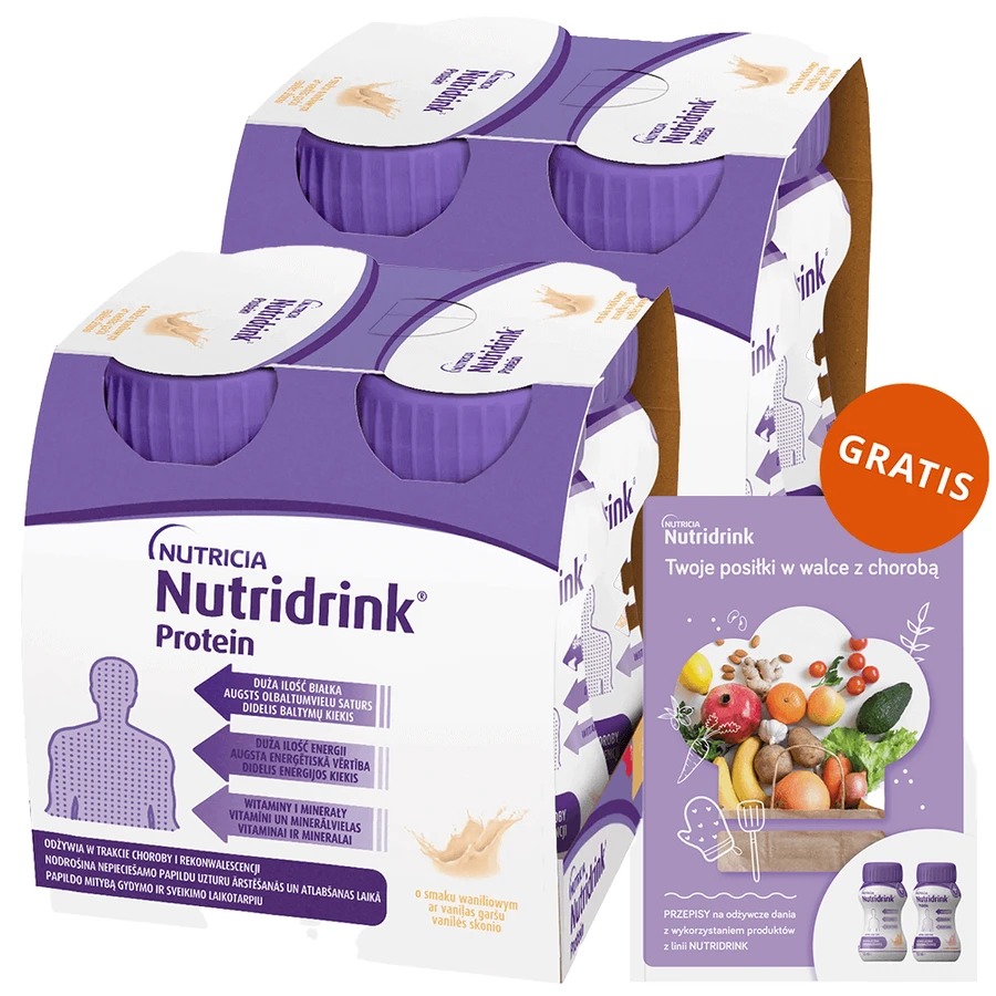 Набір протеїнів Nutridrink Protein, зі смаком ванілі, 8 х 125 мл + буклет з рецептами безкоштовно: ціни та характеристики
