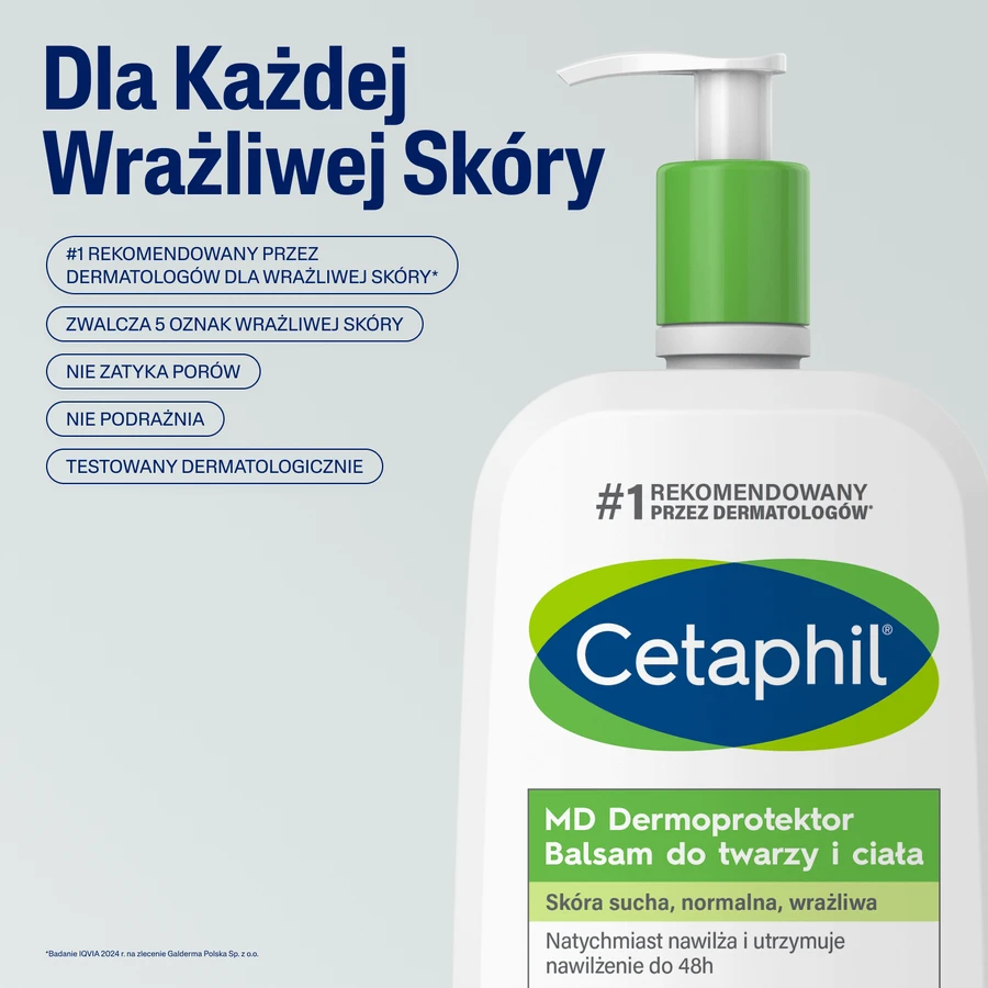 Cetaphil MD Dermoprotector, зволожуючий лосьйон для обличчя та тіла, для сухої та чутливої шкіри, з помпою, 1 л + зволожуючий крем для обличчя з гіалуроновою кислотою, нічний крем, 48 мл безкоштовно: ціни та характеристики
