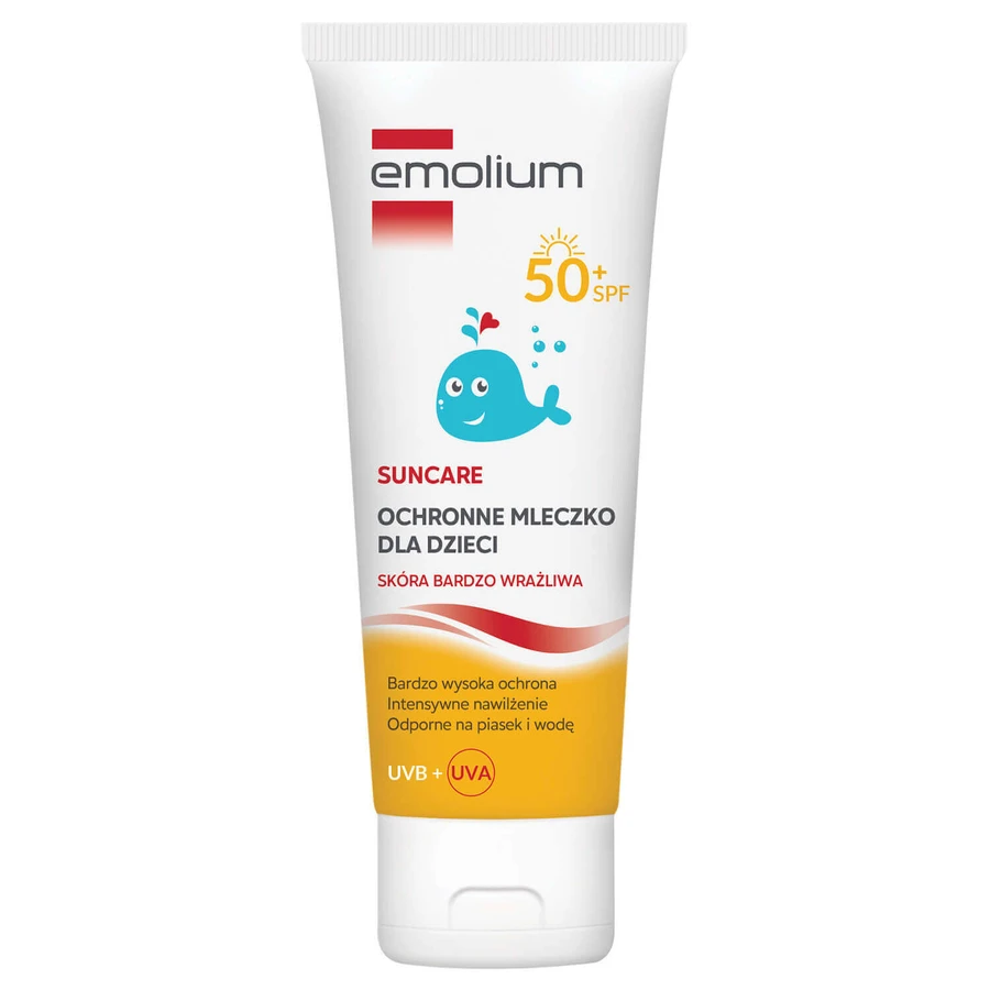Набір Emolium Suncare, захисний лосьйон для дітей від 1 року, SPF 50+, 2 x 125 мл + пляжна гра "Злови м'яч" безкоштовно: ціни та характеристики