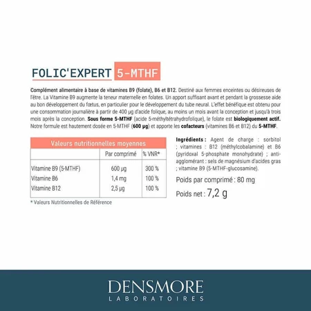 Фолиевая кислота Densmore Folic'expert 5-MTHF до зачатия и во время беременности, 90 таблеток: цены и характеристики