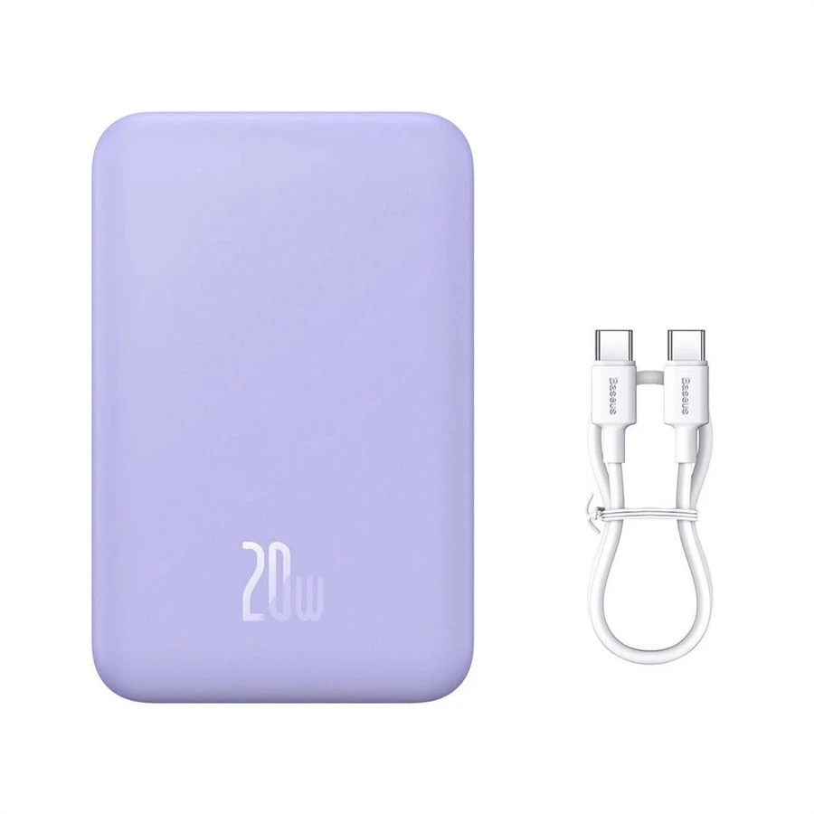 Powerbank Baseus Magnetic Mini 20000 mAh 20W - фиолетовый + кабель USB-C / USB-C: цены и характеристики