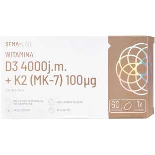 SEMA Lab Витамин D3 4000 МЕ + K2 (MK-7) 100 мкг, 60 мягких капсул