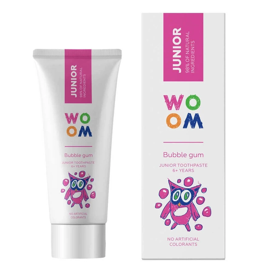 Woom Junior, детская зубная паста, от 6 лет, со вкусом жевательной резинки, 50 мл: цены и характеристики