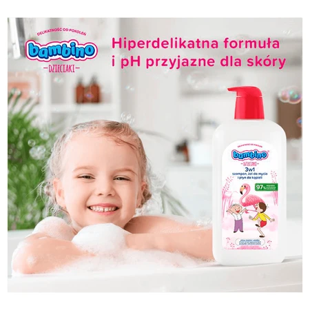 Bambino Kids, Гель для мытья тела и волос 2 в 1, фламинго, от 1 года, 1 л: цены и характеристики