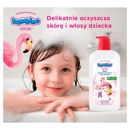Bambino Kids, Гель для мытья тела и волос 2 в 1, фламинго, от 1 года, 1 л: цены и характеристики