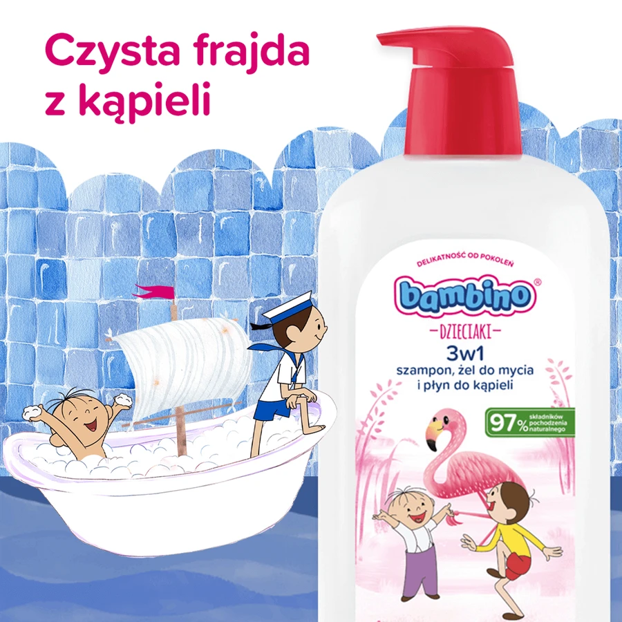 Bambino Kids, Гель для мытья тела и волос 2 в 1, фламинго, от 1 года, 1 л: цены и характеристики