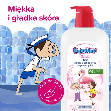 Bambino Kids, Гель для мытья тела и волос 2 в 1, фламинго, от 1 года, 1 л: цены и характеристики