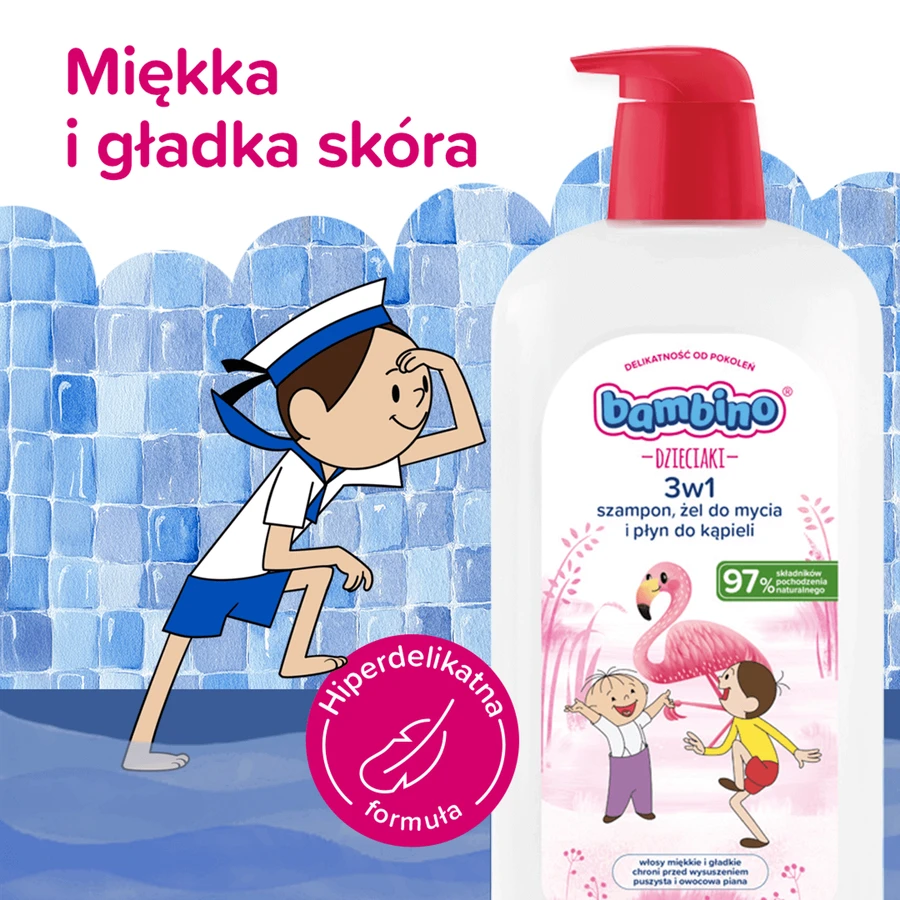 Bambino Kids, Гель для мытья тела и волос 2 в 1, фламинго, от 1 года, 1 л: цены и характеристики