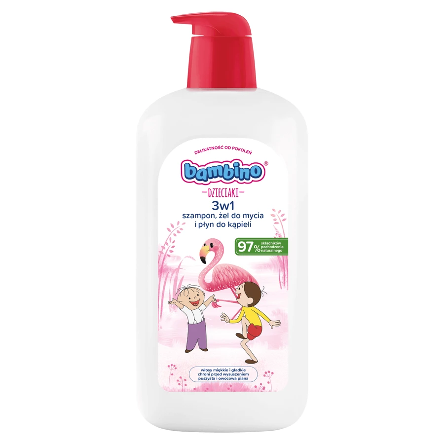 Bambino Kids, Гель для мытья тела и волос 2 в 1, фламинго, от 1 года, 1 л: цены и характеристики