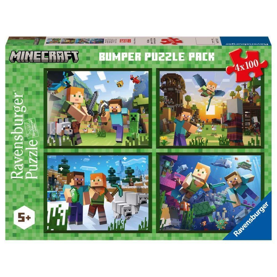 Пазл Minecraft, 5 лет+, 4x100 деталей, Ravensburger: цены и характеристики