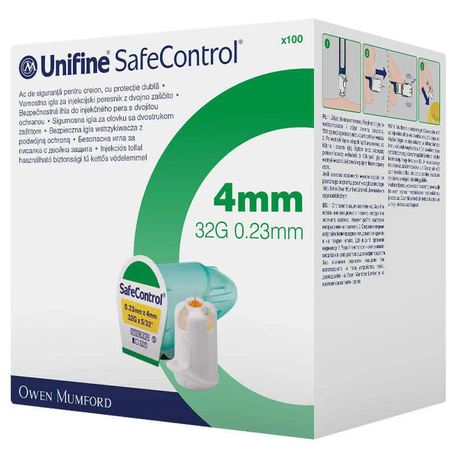 Unifine SafeControl, иглы для ручек, 32G, 4 мм, 100 штук: цены и характеристики