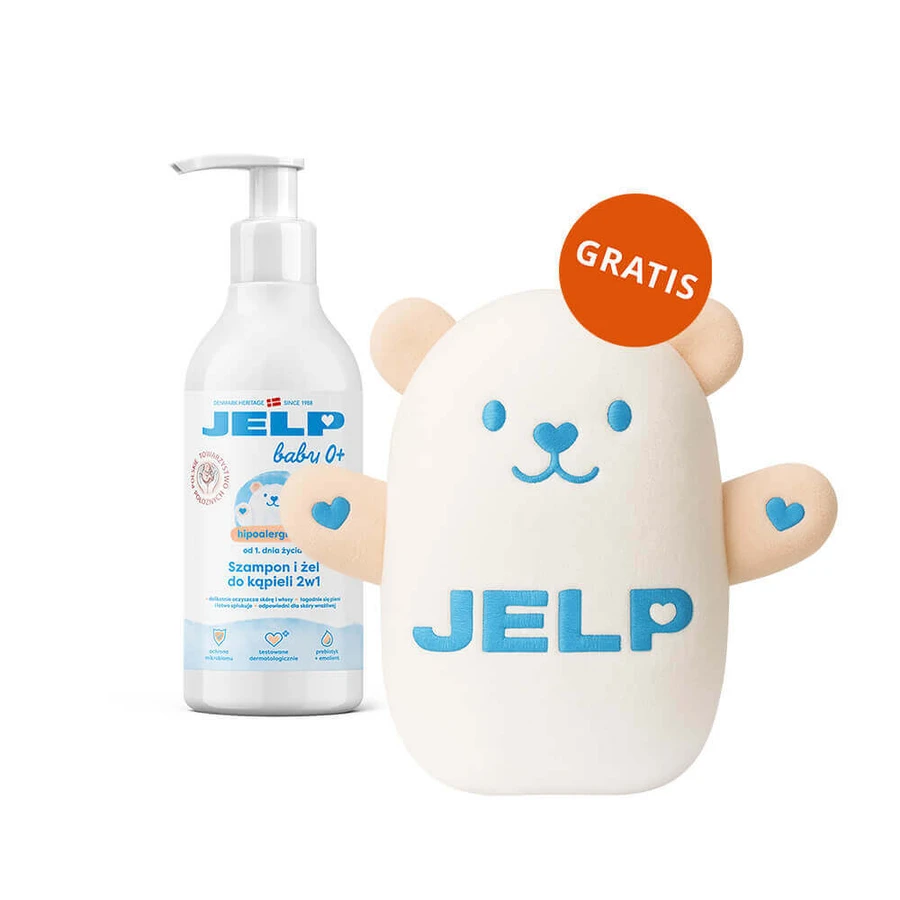 Jelp Baby 0+, гіпоалергенний шампунь та гель для ванни, з першого дня, 400 мл + ведмедик у подарунок: ціни та характеристики