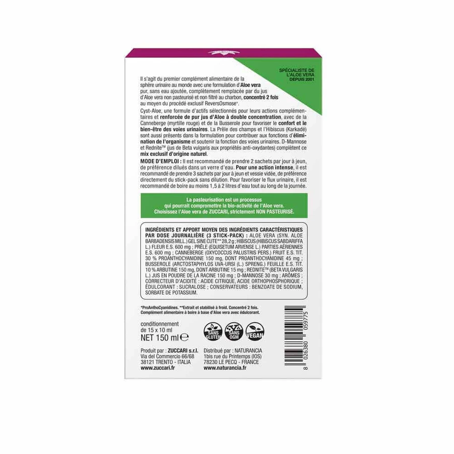 Naturancia [aloevera]2 Aloe Flash Cysts & Cure Urinary Comfort x15 стіків: ціни та характеристики
