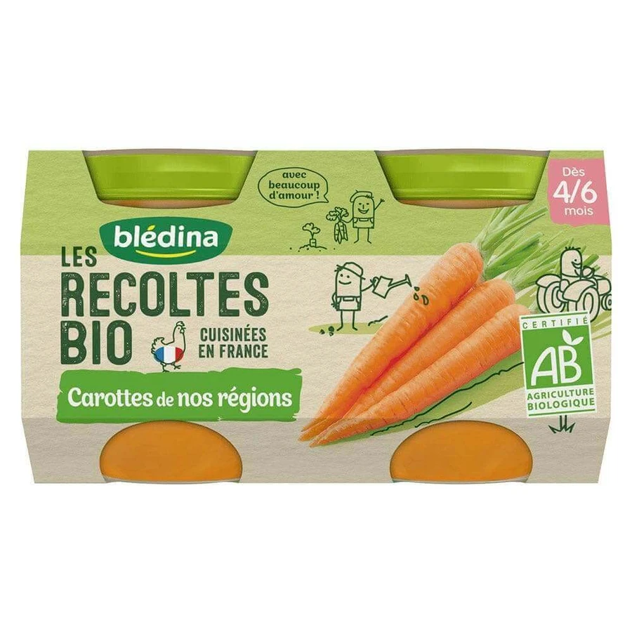 Blédina Баночки с овощным питанием Les Récoltes Bio с 4 до 6 месяцев 2x130г: цены и характеристики