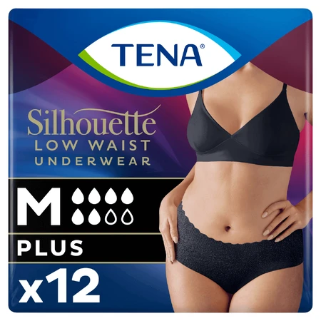 Tena Silhouette Plus Black, незаметные впитывающие трусики для женщин, размер M, 12 штук: цены и характеристики