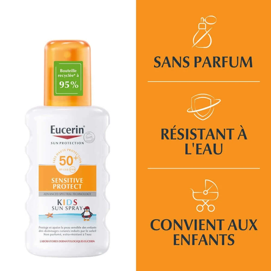 Eucerin Солнцезащитный спрей для детей Spf50+ Senstive Protect 200 мл: цены и характеристики