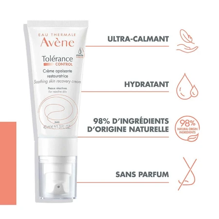 Avène Tolérance Control Заспокійливий балансуючий крем для реактивної шкіри 40 мл: ціни та характеристики